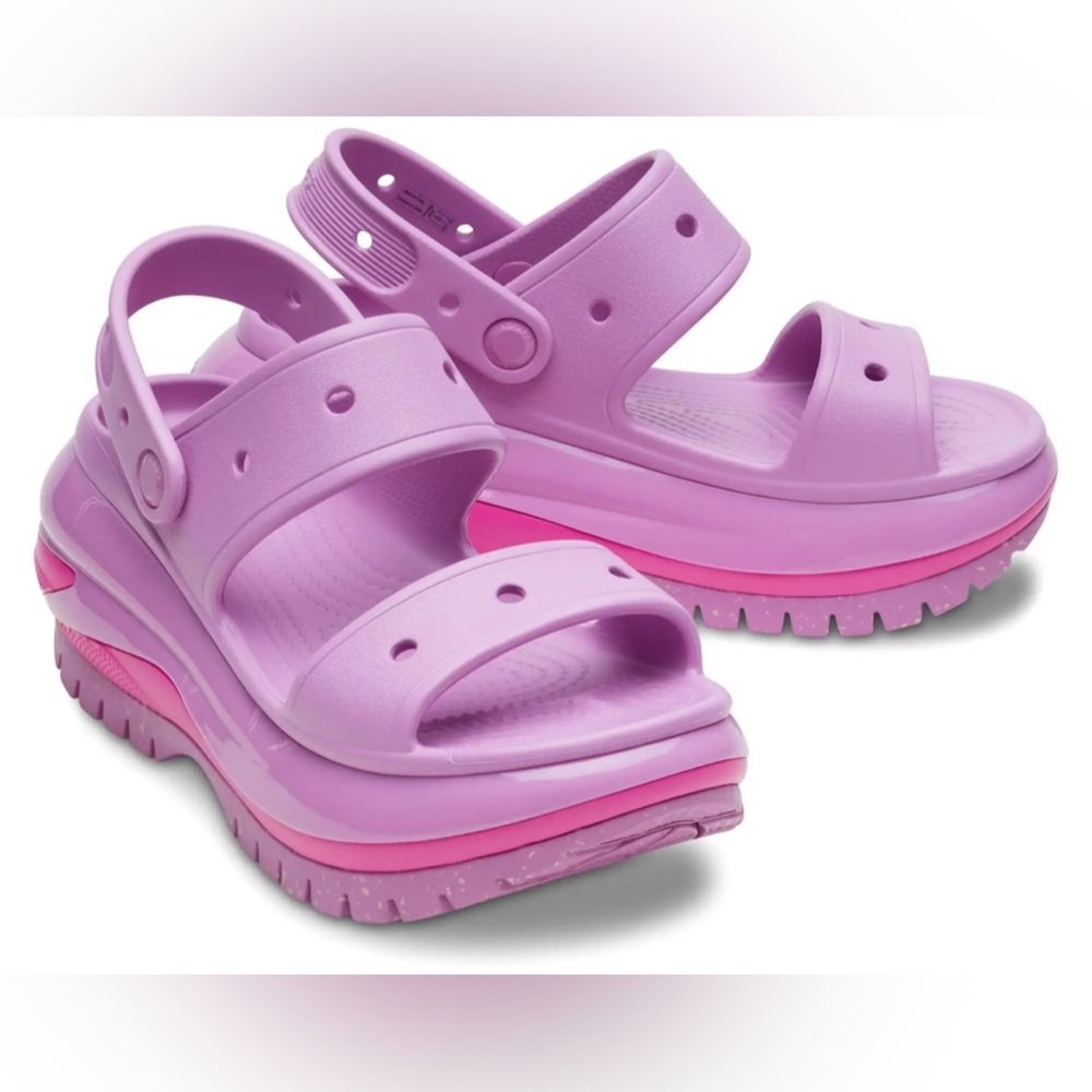 CROCS Mega Crush Sandal - Platform Pink and Purple - Women’s 8